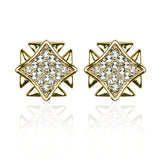 E138G Forever Gold Plated Crystal SQ Grid W / Wings Earrings102875