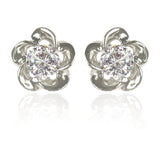 E141G Forever Silver Plated Crystal Flower Stud Earrings102880