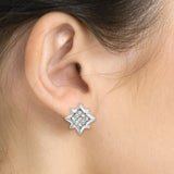 E104S Forever Silver Austrian Crystal SQ Grid Star Earrings102884