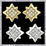 E104S Forever Silver Austrian Crystal SQ Grid Star Earrings102884