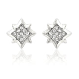 E104S Forever Silver Austrian Crystal SQ Grid Star Earrings102884