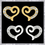 E122G Forever Gold Plated Crystal Curled Heart Earrings102894