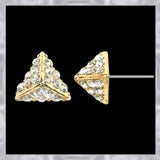 E24369G Gold Plated 10mm Crystal Cluster Pyramid Earrings102916
