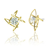 E24432G Gold Plate Wire Wrap Square W / 10mm C.Z. Center Stone102919