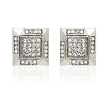 E242S Forever Silver Austrian Crystal Aztec Square Earrings102932