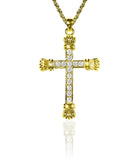 N863 Forever Gold Austrian Crystal Straight Cross Necklace102937