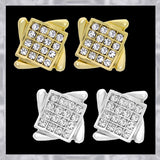 E157S Forever Silv Crystal SQ Grid Twist Full Hoop Earrings102942