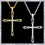 N801S Forever Silver Austrian Crystal Fish Cross Necklace102957