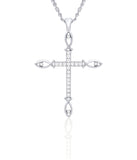 N801S Forever Silver Austrian Crystal Fish Cross Necklace102957