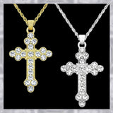 N823S Forever Silv Austrian Crystal TriCircle Cross Necklace102959