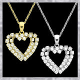 N849S Forever Silver Austrian Crystal Double Heart Necklace102961