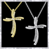 N858S Forever Silver Austrian Crystal Dbl "S" Cross Necklace102965