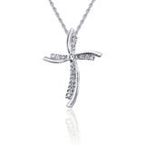 N858S Forever Silver Austrian Crystal Dbl "S" Cross Necklace102965
