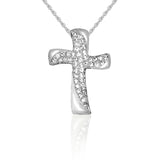 N861S Forever Silv Aust Crystal Cluster Swirl Cross Necklace102966