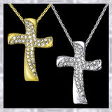 N861S Forever Silv Aust Crystal Cluster Swirl Cross Necklace102966