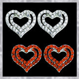 E262RS Imitat Rhodium Plated Red Crystal Dbl Heart Earrings102975