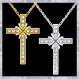 N880S Forever Silver Austrian Crystal Clover Cross Necklace102977