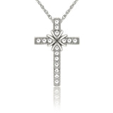 N880S Forever Silver Austrian Crystal Clover Cross Necklace102977