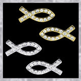 E114G Forever Silv Austrian Crystal Christian Fish Earrings102979