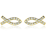 E114G Forever Gold Austrian Crystal Christian Fish Earrings102980
