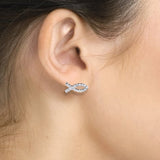 E114G Forever Gold Austrian Crystal Christian Fish Earrings102980