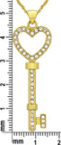 N867G Forever Gold Plate Austrian Crystal Heart Key Necklace102982