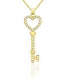 N867G Forever Gold Plate Austrian Crystal Heart Key Necklace102982