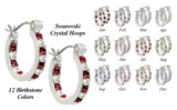 E127BS Full Hoop Birthstone Earrings With Swarovski Crystal102992 August