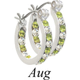 E127BS Full Hoop Birthstone Earrings With Swarovski Crystal102992 August