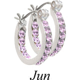 E127BS Full Hoop Birthstone Earrings With Swarovski Crystal102992 June
