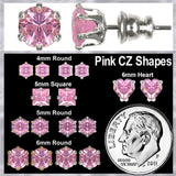 Forever Gold & Silver Pink Cubic Zirconia Stud Earrings Asst