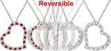 N755 Reversible Silver Plated Crystal Heart Necklace 3 Color103013 Pink & Clear
