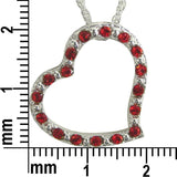 N755 Reversible Silver Plated Crystal Heart Necklace 3 Color103013 Red & Clear