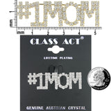P688 Forever Silver Swarovski Crystal "#1 Mom" Pin103027 Silver