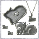 Pewter Cat Jewelry Box * Pin, Earrings & Necklace Combo103029