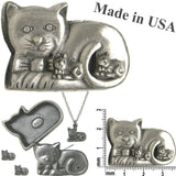 Pewter Cat Jewelry Box * Pin, Earrings & Necklace Combo103029
