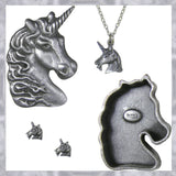 Pewter Unicorn Jewelry Box * Pin, Earrings & Necklace Combo103035