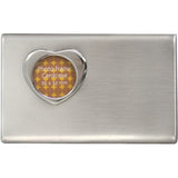 S5515 Brushed Silver Business Card Case Change Purse Heart103046