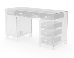 Clear Table Acrylic Show Desk Plexiglass Contemporary Display Functional Executive Writing Desk 10344-2