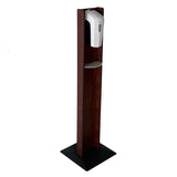 Wooden Mallet Gel Hand Sanitizer Dispenser on Wooden Floor Stand, with Drip Catcher, Mahogany, Made