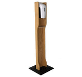 Mallet Gel Hand Sanitizer Dispenser on Elegant Wooden Floor Stand Drip Catcher