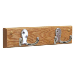 2 Double Prong Hook Rail/Coat Rack, Nickel/Light Oak 104261