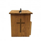 Box, Church Collection Donation Charity w/ Cross 7.5"W x 7.5"H x 9-7/8" D 10885