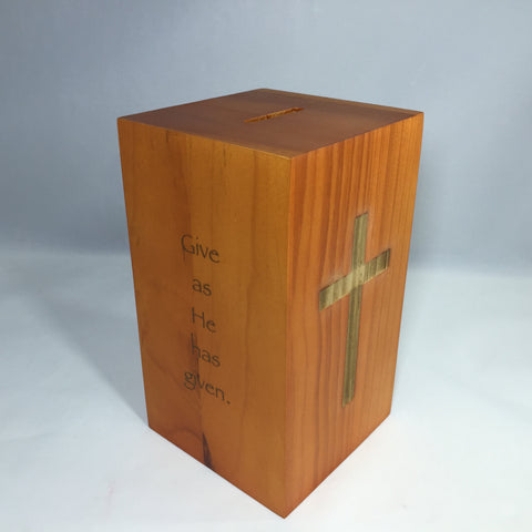 Box, Wood Collection Donation Church Offering Coin Collection Fundraising w/ verse 10887