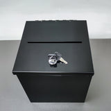 Black Metal Donation Box Collection Box Tithes Offering Drop Ballet 8.5X8X9.5 10918-BLACK-RIVETP