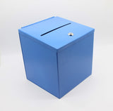 Blue Metal Donation Box Suggestion Box 10918 BLUE