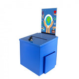 Blue Metal Donation Box Suggestion Tithes Offering Box Sign Holder 8.5X8.1X18" 10918-Blue+11460-2