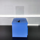 Blue Metal Donation Box Suggestion Tithes Offering Box Sign Holder 8.5X8.1X18" 10918-Blue+11460-2
