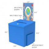 Blue Metal Donation Box Suggestion Tithes Offering Box Sign Holder 8.5X8.1X18" 10918-Blue+11460-2