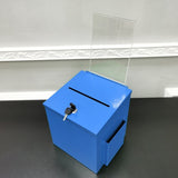 Blue Metal Donation Box Suggestion Tithes Offering Box Sign Holder 8.5X8.1X18" 10918-Blue+11460-2